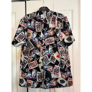 Fresh Prints Of Belair Poker Shirt Button Front Card Night Polyester Mens LARGE